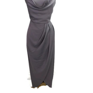 Shona Joy Dress Gray Size 6 Spaghetti Straps Midi